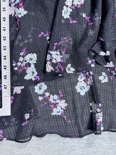 Banana Republic Wrap Dress 10 Black Blue Purple Floral Stretch Lined Tie Waist - 第 3/9 張圖片