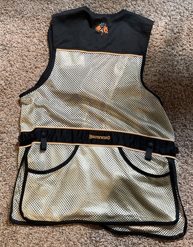 Browning Trapper Creek Mesh Shooting Vest-BLACK/gray/orange trim NWOT sz large - Picture 2 of 3