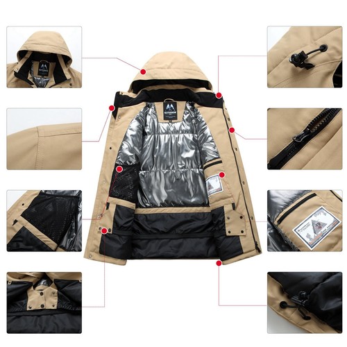 Men's Ski Jacket and Pants Set Waterproof Snowsuit Windproof Snow Suit Winter... - Foto 4 di 6