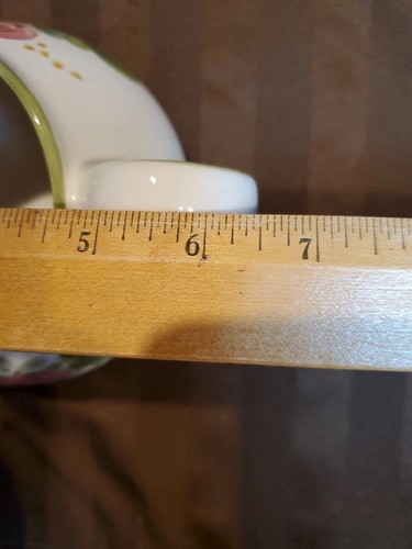 Vtg Hand Painted Ceramic Small Squat Pitcher Vase Floral Pink Green Portugal - Picture 8 of 8