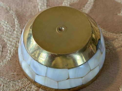 Vintage ~ Schmuckkästchen ~ Messing & weißes Perlmutt ~ Birne und Apfel ~ Tablett Indien - Bild 15 von 16