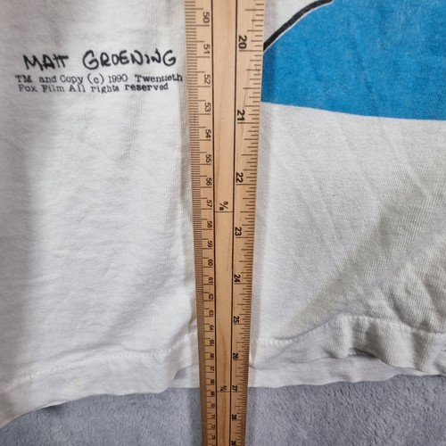 Bart Simpson Long Sleeved Shirt Mens Large White 1990 Bart Print - Picture 14 of 15