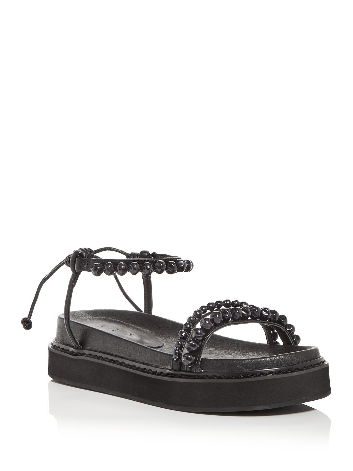 AJE Женские черные кожаные босоножки на танкетке Neo с искусственным жемчугом на платформе 1-12 размера 39 10590₽