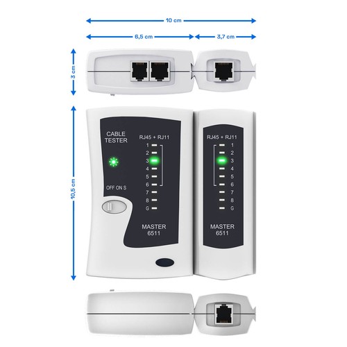 Netzwerktester Kabeltester Belegungstester Leitungstester Testgerät RJ45/11 LAN - Afbeelding 5 van 6