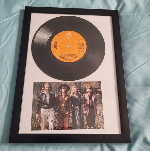 ABBA GERAHMT 7" ORIGINAL VINTAGE RECORD SUPER TROUPER + SIGNED PHOTO A4 GERAHMT MEMOR - Bild 14 von 15