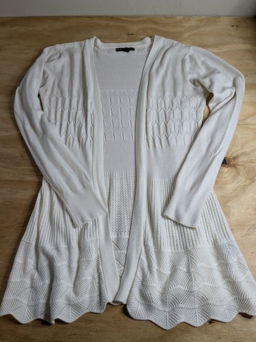 Elite Collection Damen Strickjacke Gr. M Weiß Langarm Cover Up Cardigan