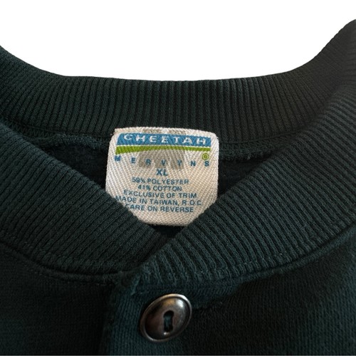 Vintage Cheetah Mervyn's Sweatshirt XL Green Blue Color Block Henley Pullover - Picture 2 of 3