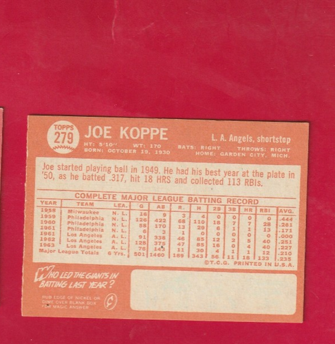 1964 Topps Baseball cards You Pick A Card Choice 1-281  EX-MT O25 - Picture 108 of 116