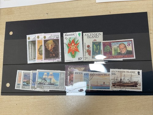 QE Commonwealth Stamps Ascension Islands Vals To 10/- On 9 Leaves 1 St Card G60 - Imagen 19 de 19
