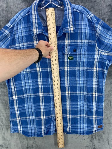 LL Bean Camicia Giacca Uomo XL Reg 1912 Field Flanella Blu Plaid Cotone Pesante Nuova con etichette - Foto 17 di 21