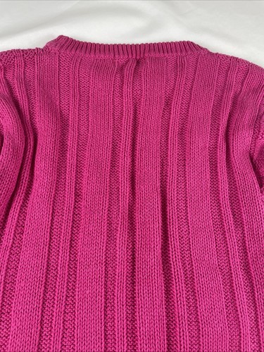 VTG Gloria Vanderbilt Knitwear Hot Pink Cable Knit Acrylic Sweater MEDIUM - Picture 10 of 10