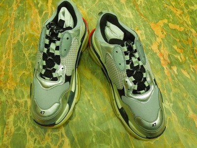 Balenciaga Triple S Sneakers Silver 47 in Wide Fit with Box