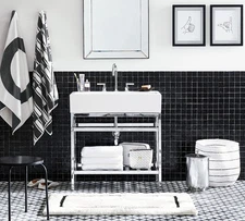 BRAND NEW Pottery Barn Morgan Memory Foam 27" X 45"  Bath Mat Black White