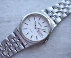 May 1997 Vintage Seiko Men's Watch Day Date White Dial Steel Bracelet Quartz