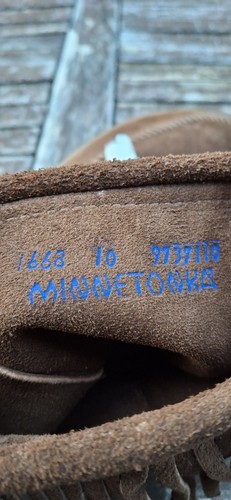 Neu Minnetonka 1668 Damen Gr. 10 Mokassin Stiefel Fransen braun Leder Wildleder - Bild 12 von 12