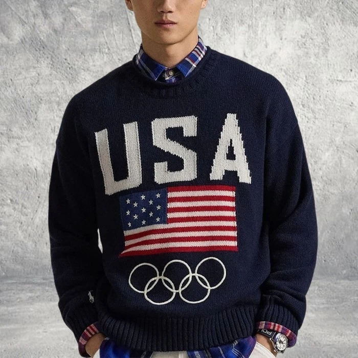 Polo Ralph Lauren men's Team USA Wool-Blend Rollneck Sweater size L blue