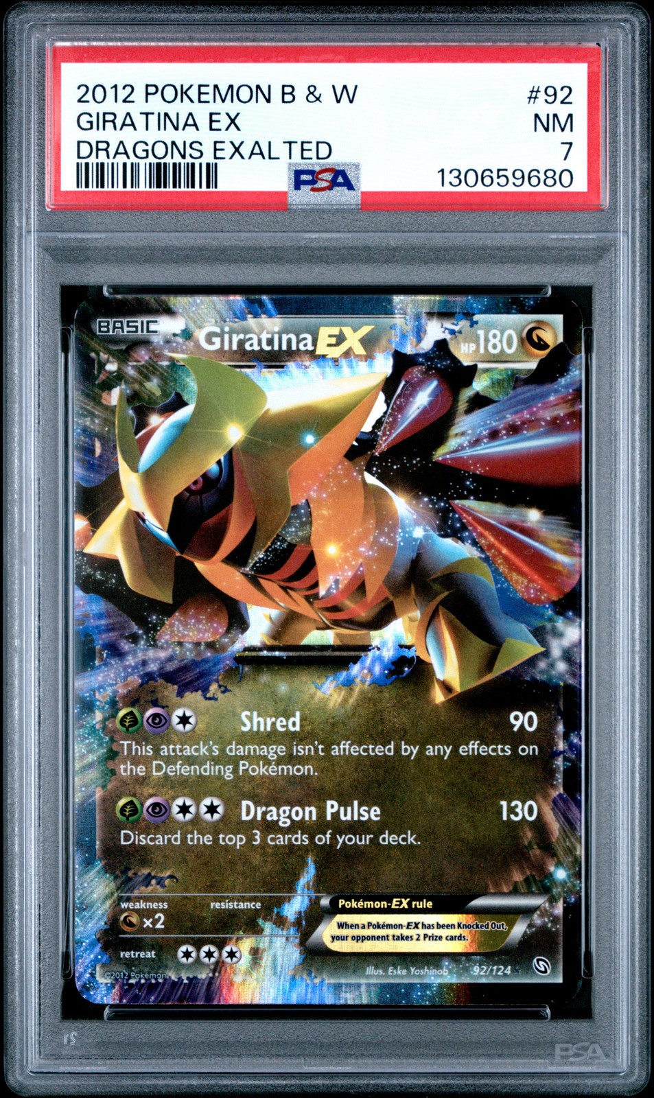 2012 POKEMON B&W DRAGONS EXALTED #92 GIRATINA EX PSA 7