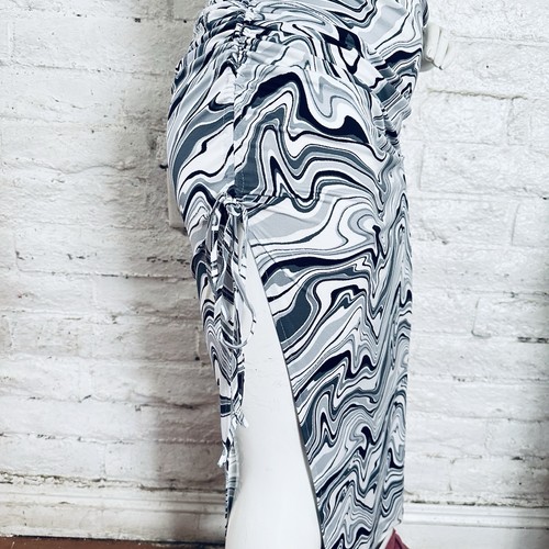 Maxi abito Iris nero bianco grigio spacco increspato laterale taglia large nuovo con etichetta - Foto 8 di 11