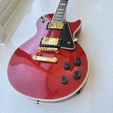 US Warehouse LP Electric Guitar Gold Parts Flame Maple Top Black Pickguard