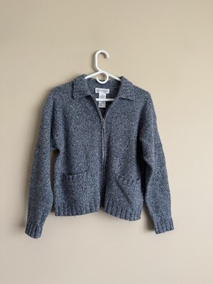 Vintage Robert Scott Ltd Wool Blend Blue Cardigan Sweater Zip Up Jacket Medium