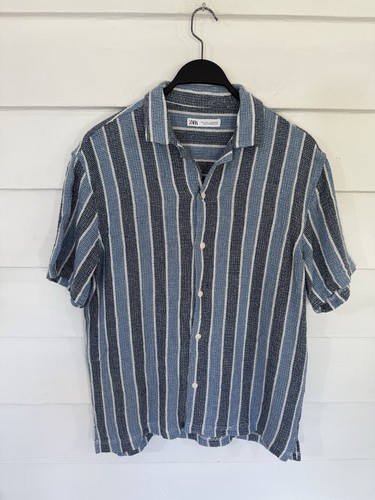 Neu ZARA Hemd Herren Mehrfarbig Gestreift Button Down Kurzarm Relaxed Größe S Y425a - Bild 11 von 18
