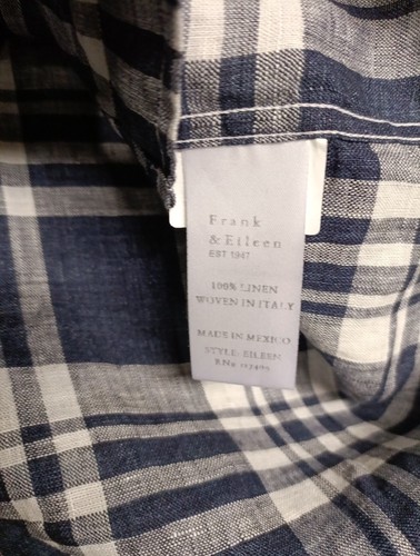 Frank & Eileen Shirt Womens M Blue Eileen 100% Linen Oversized Top Plaid EUC - Picture 6 of 12