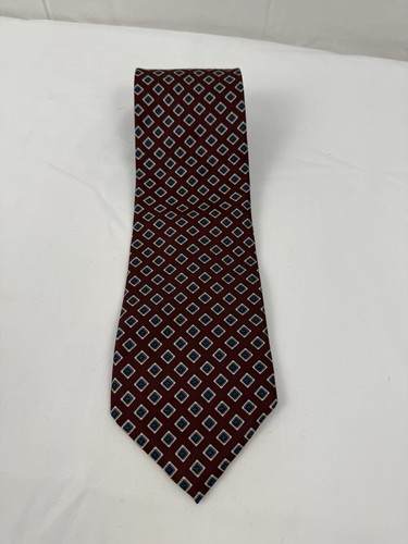CROOKS AND CREED TIE MAROON WITH BLUE DIAMONDS - Picture 1 of 3
