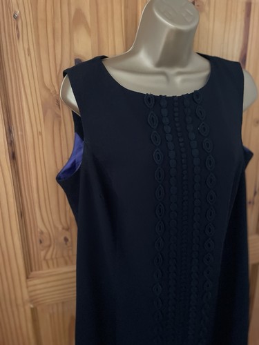 MONACCO BLACK SLEEVELESS LINED STRAIGHT SHIFT DRESS PINAFORE UK 18 - Picture 7 of 15