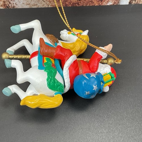 Set di 3 decorazioni natalizie Babbo Natale in plastica vintage National Rennoc 1991 *senza scatola* - Foto 8 di 18