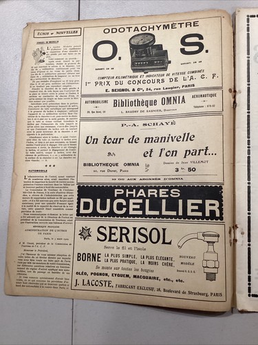 Revista Omnia Revue Locomotion Car Auto Parts Catálogo París 1909 - Imagen 12 de 24