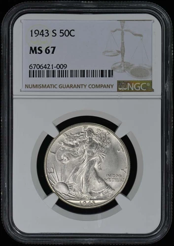 1943-S Walking Liberty Half Dollar 50C NGC MS67
