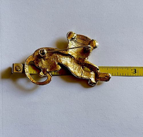 Adorable Gato Vintage Bebé Leopardo Broche Puma Prendedor Tono Dorado con Esmalte - Imagen 4 de 6