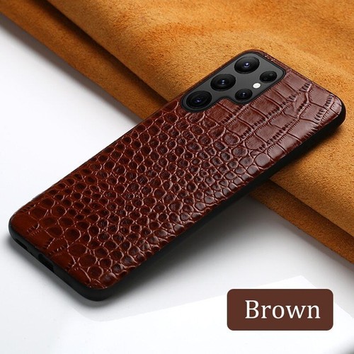 Funda de cuero de vaca ultra genuina para Samsung Galaxy S23 S24 cubierta de grano de cocodrilo - Imagen 1 de 27
