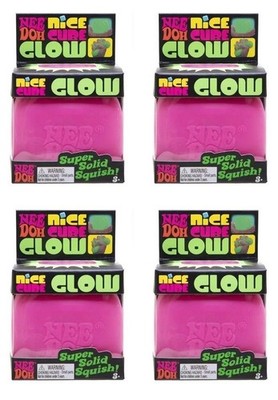 4 PACK Nee Doh Nice Cube Glow Squeeze Toy Glows in the Dark Sensory Squishy Toy
