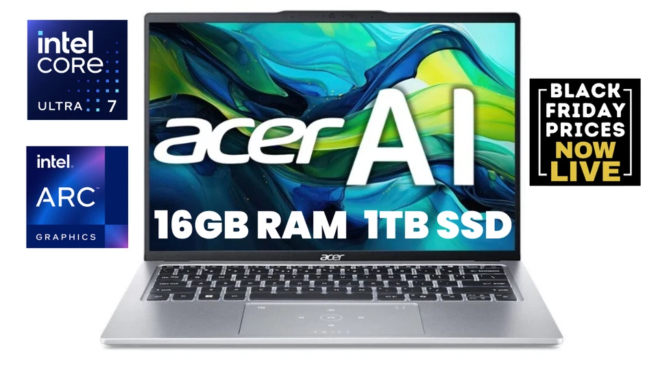 Acer Swift Go 14" TS Laptop Intel Core Ultra 7 155H 16GB RAM 1TB SSD Refurbished