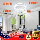 20" Modern Ceiling Fan with LED Light Chandelier Flush Mount Lamp Remote Control