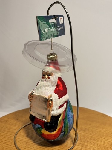European Style Glass Trim A Tree Old World Glass Santa on Globe Ornament Hills - Picture 8 of 11