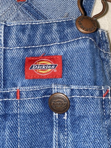 Dickies Women Size M Jean Bib Overalls Denim Carpenter Straight Leg Medium - Picture 5 of 7