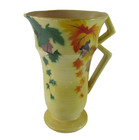 Vintage Bell Pottery Jug Pitcher England Zigzag Handle Hand Painted Autumn Leaf