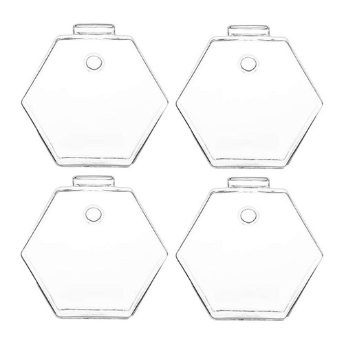 Set of 4 Clear Geometric Hexagonal Glass Vases for Wall Hanging Terrarium - Picture 2 of 7