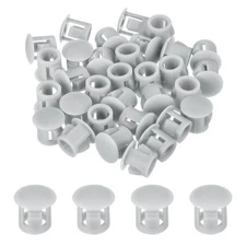 64Pcs 7mm Light Gray Nylon Plastic Round Locking Hole Plugs Insert End Caps