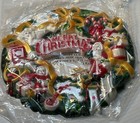Merry Christmas Wreath Hard Molded decorated Santa Candy Cane Teddy Bear Angel