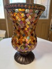 PartyLite GLOBAL FUSION Hurricane Mosaic Glass Candle Holder P8366 12” Tall NIB