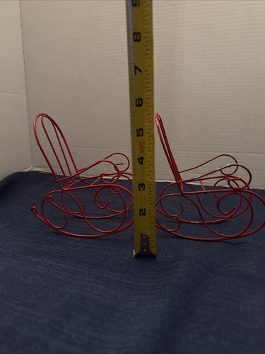Two Miniature Red Wire Rocking Chair for Joan Walsh Anglund Pocket Dolls 5.5" - Picture 11 of 13