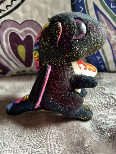 Lot of 2 TY 6” Plush Beanie Boos Anora Black Dragon & Cinder Green Purple Dragon - Picture 4 of 24