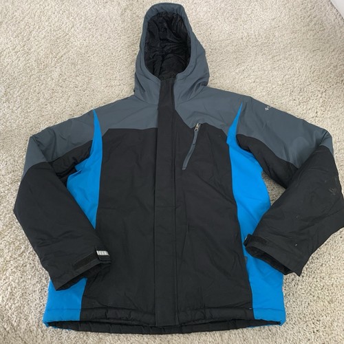 Columbia Puffer Jacket Youth Sz 18/20 XL Hooded Blue Black XB4017 Winter - Picture 7 of 7