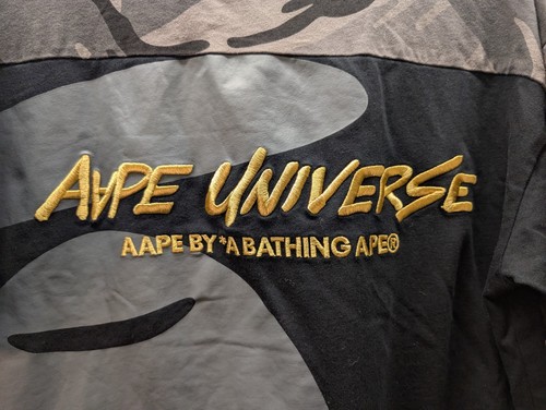 AAPE Poloshirt Herren Medium Schwarz Camouflage Somewhere In The Universe Bestickt - Bild 6 von 11