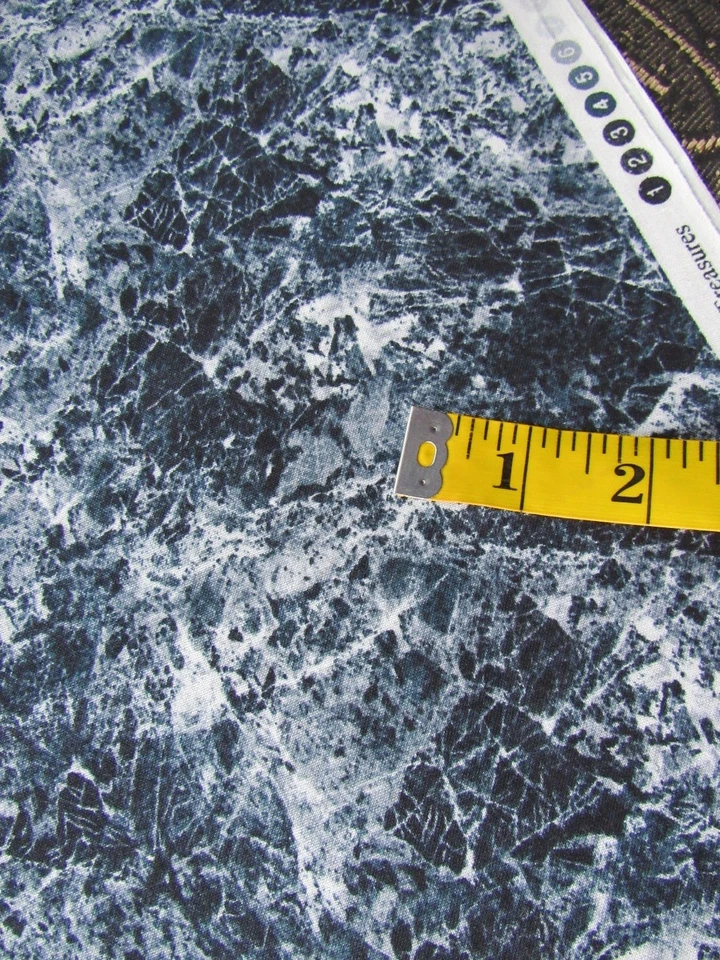 2/3yd Kensington Studio Crackled Glass Navy Blue Blend Quilting Treasures Fabric - Image 3 of 3