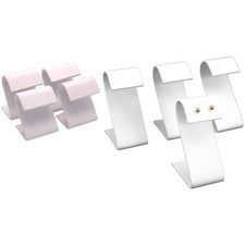 White Faux Leather Earring Jewelry Display Stand 1 1/2" x 3 1/4"  2.25" Kit