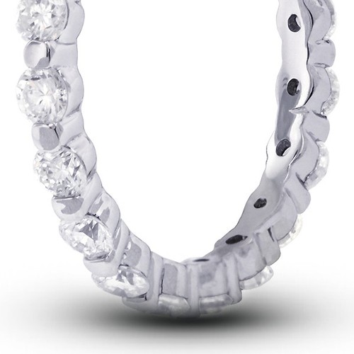 Banda de eternidad clásica platino diamantes naturales redondos G SI1 1/2ct G SI1 - Imagen 7 de 14